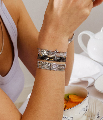 ZAG Bijoux Armband Salerne Mehrreihig Flache Ketten Edelstahl Silber Detail