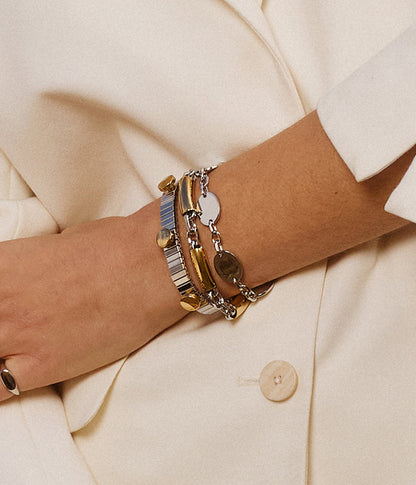 ZAG Bijoux Armband Vignale Röhren Erbsmuster Edelstahl Bicolor Detail