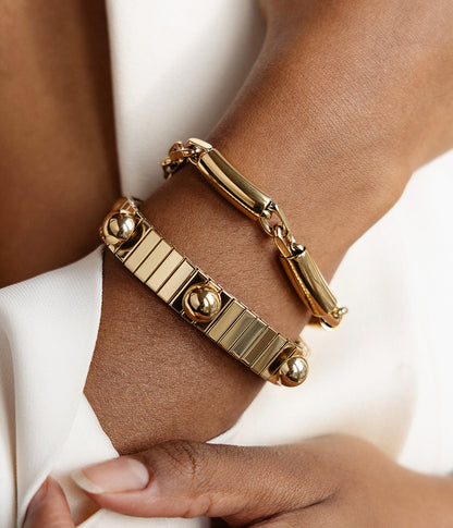 ZAG Bijoux Armband Vignale Röhren Erbsmuster Edelstahl Vergoldet Detail