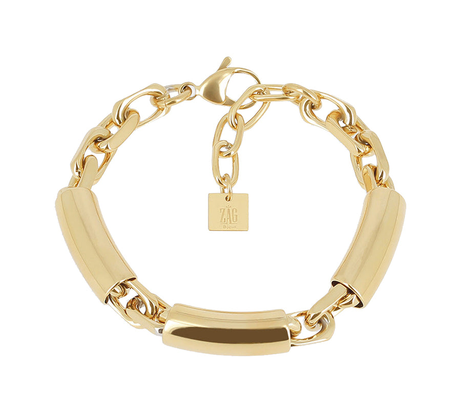 ZAG Bijoux Armband Vignale Röhren Erbsmuster Edelstahl Vergoldet