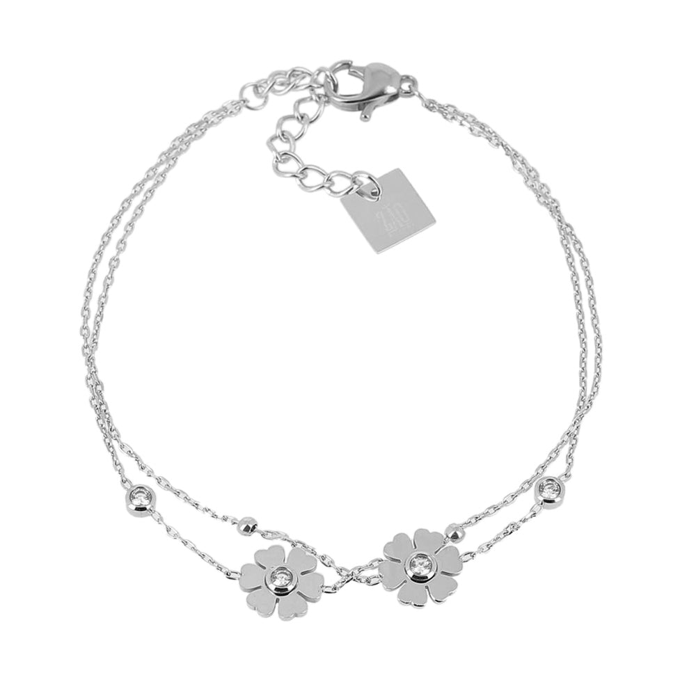 ZAG Bijoux Armband Doppelreihig Blumen-Motive Zirkonia Edelstahl Silber