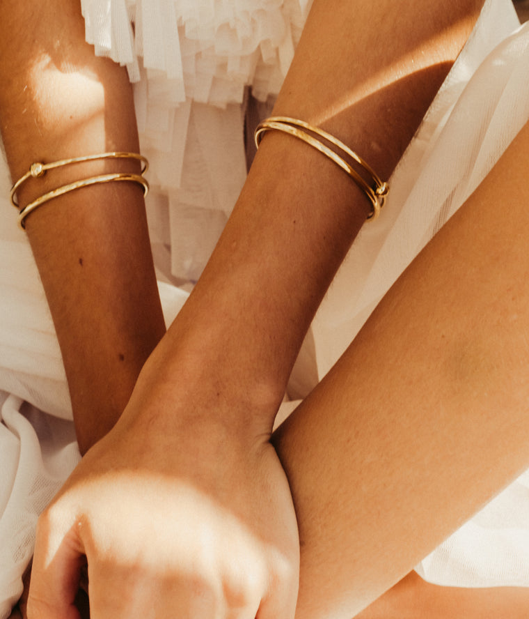 ZAG Bijoux Armreif Glatt Edelstahl Gold Plattiert Poliert Stacking 