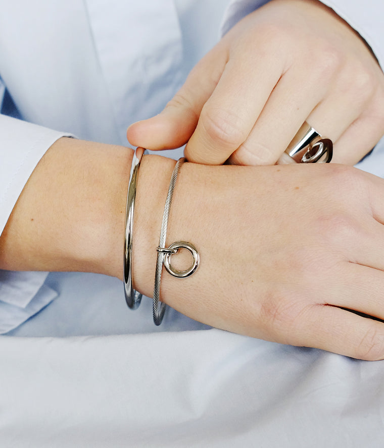 ZAG Bijoux Armreif Glatt Edelstahl Silber Poliert Stacking
