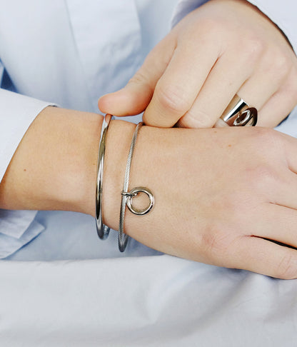 ZAG Bijoux Armreif Glatt Edelstahl Silber Poliert Stacking