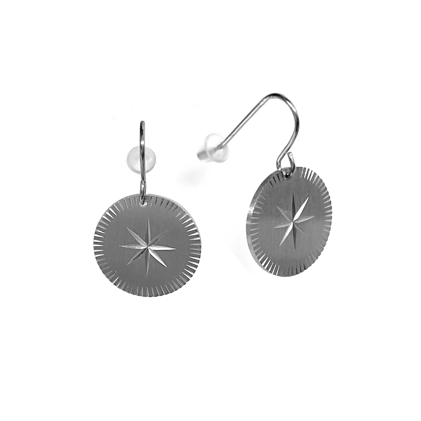 ZAG Bijoux Runde Bügelohrringe Stern-Gravur Edelstahl Matt