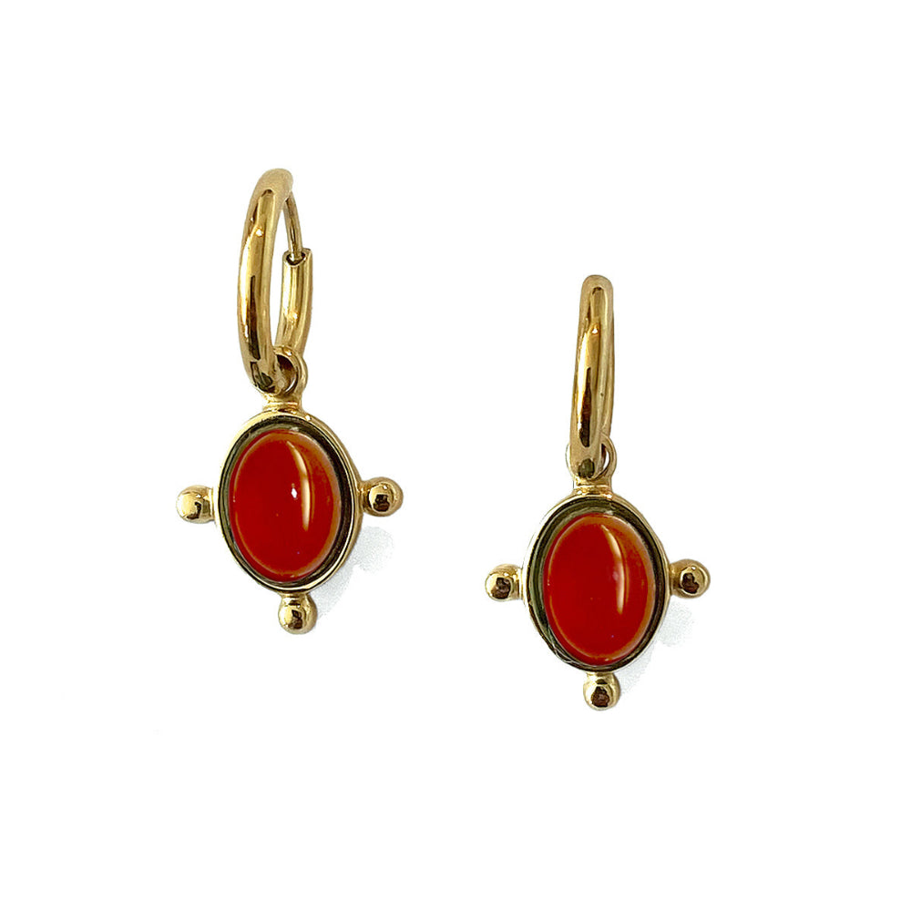 ZAG Bijoux Charniercreolen 12 mm Carneol Krappenfassung Edelstahl Vergoldet