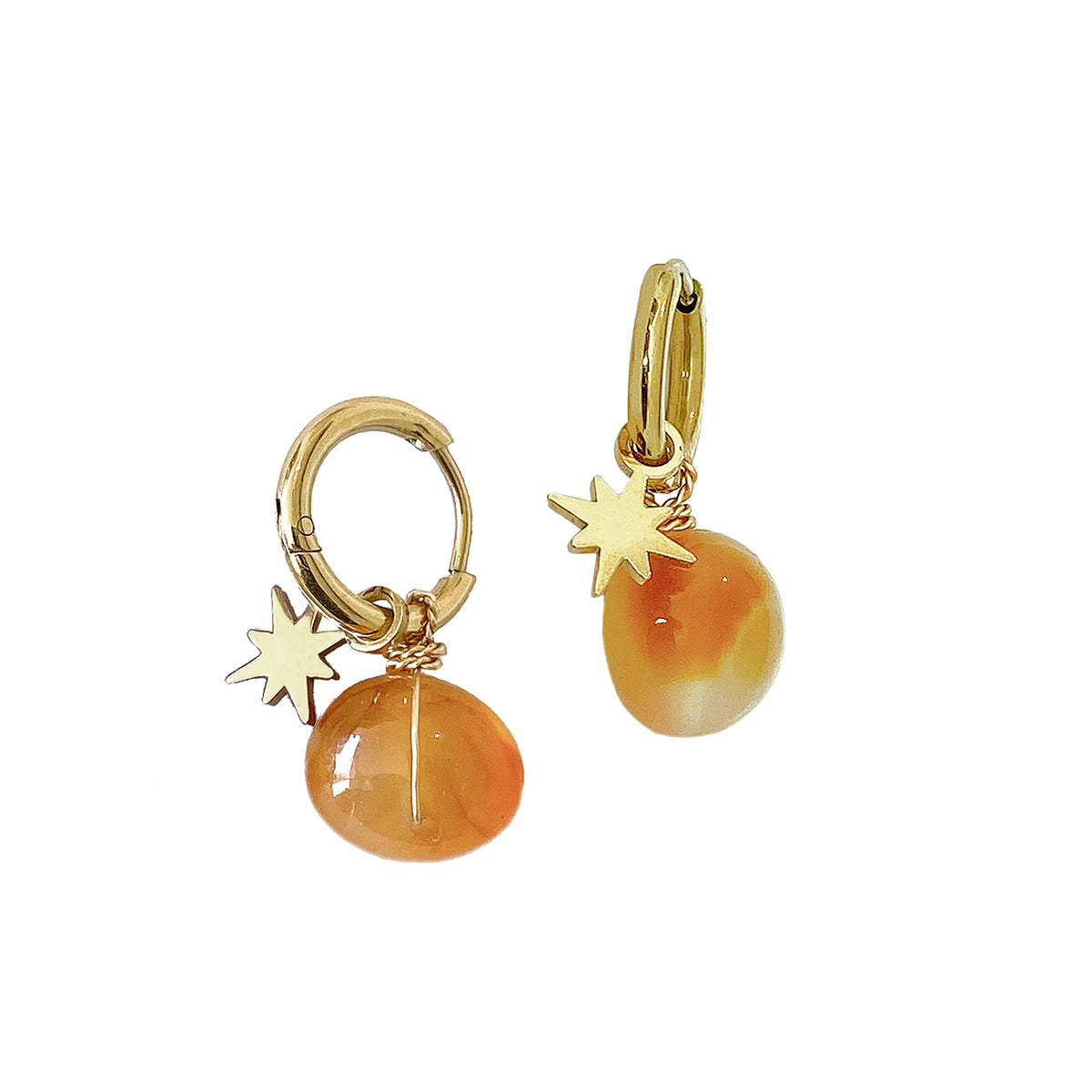 ZAG Bijoux Charniercreolen 12 mm Carneol Stern Edelstahl Vergoldet