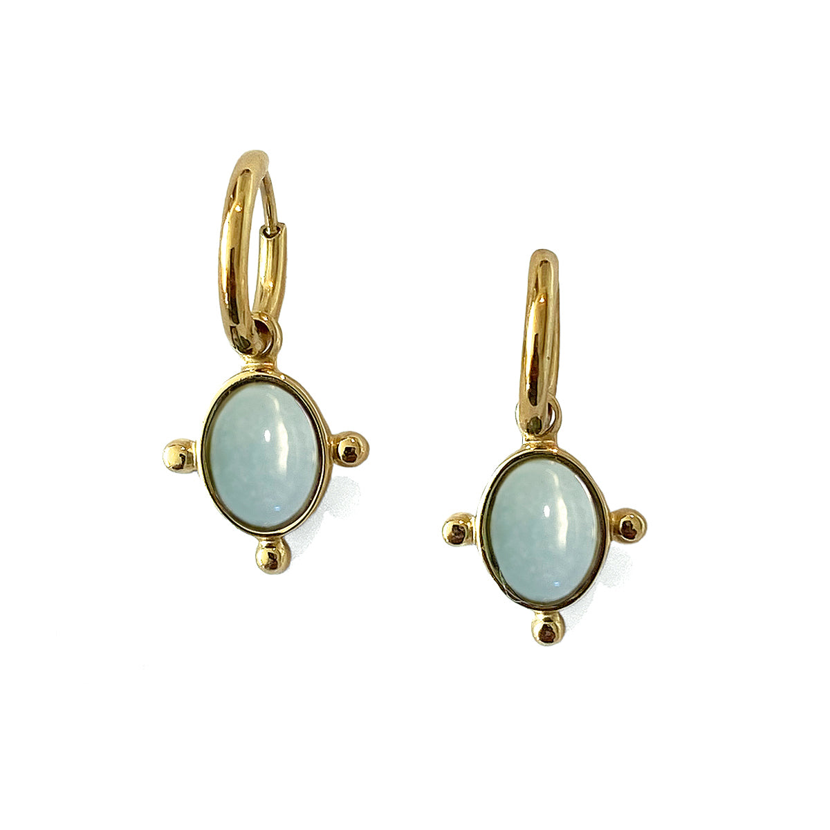 ZAG Bijoux Charniercreolen 12 mm Chalcedon Krappenfassung Edelstahl Vergoldet
