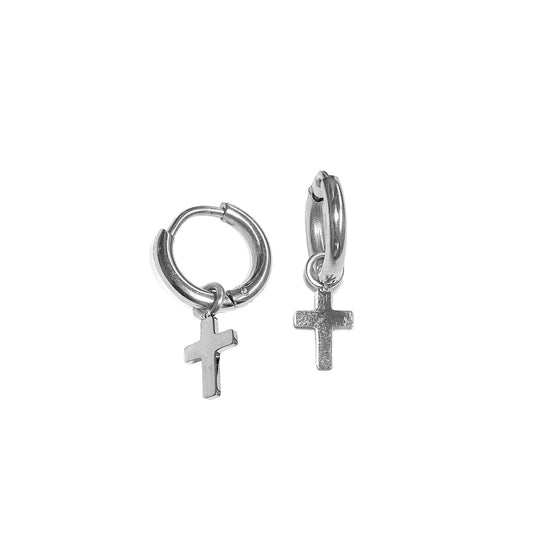 ZAG Bijoux Charniercreolen 12 mm Kreuz-Anhänger Edelstahl Silber