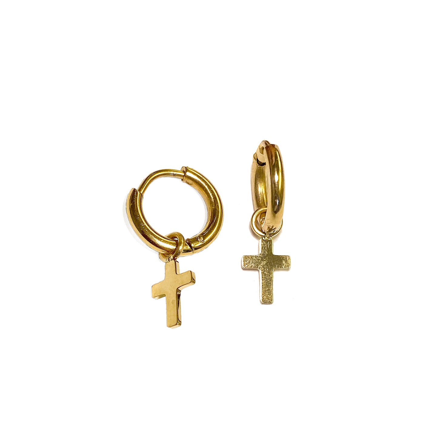 ZAG Bijoux Charniercreolen 12 mm Kreuz-Anhänger Edelstahl Vergoldet