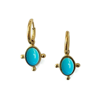 ZAG Bijoux Charniercreolen 12 mm Türkis Krappenfassung Edelstahl Vergoldet