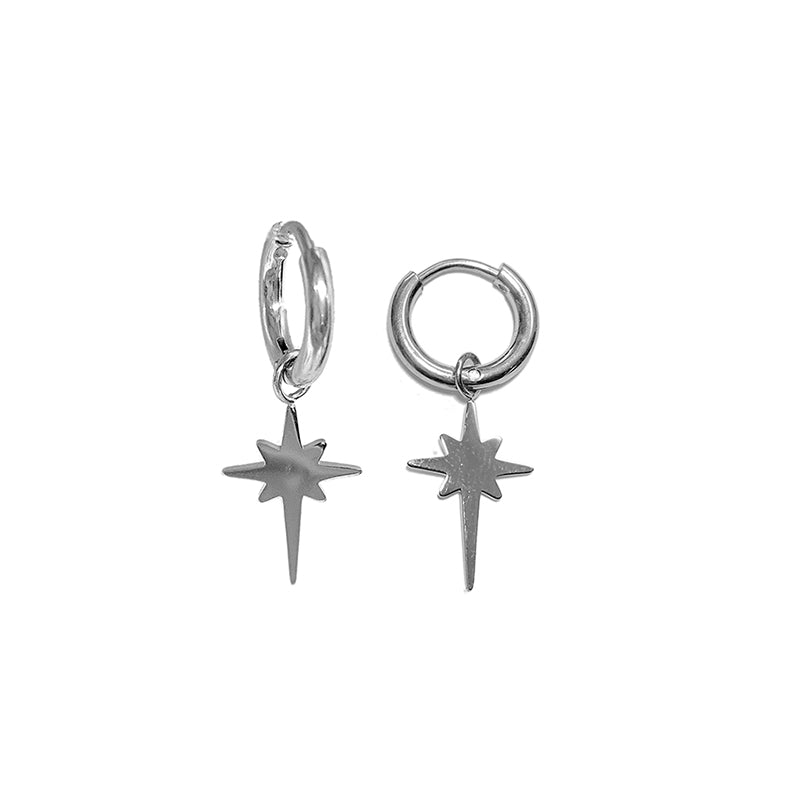 ZAG Bijoux Charniercreolen 13 mm Stern-Anhänger Edelstahl Silber