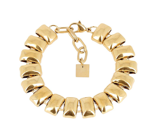 ZAG Bijoux Chunky Armband Gewölbte Elemente Vergoldet Edelstahl