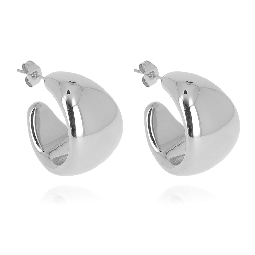 ZAG Bijoux Creolen Breit Leicht Edelstahl Silber