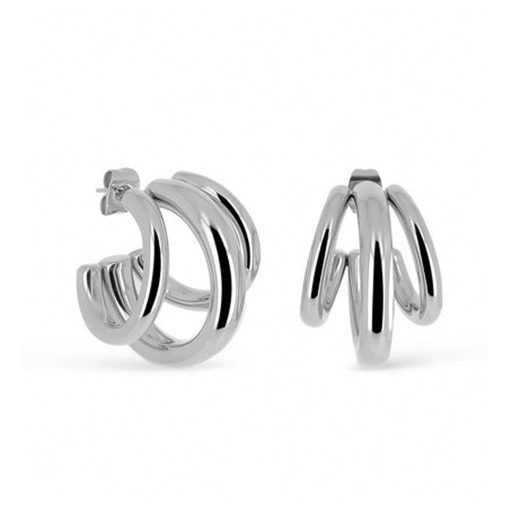 ZAG Bijoux Creolen Dreireihig Leicht 3 cm Edelstahl Silber