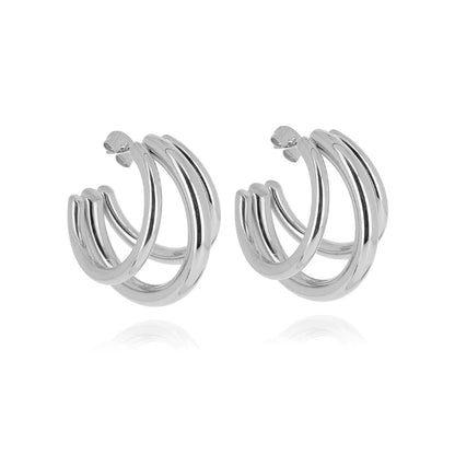 ZAG Bijoux Creolen Dreireihig Leicht 3 cm Edelstahl Silber Plattiert