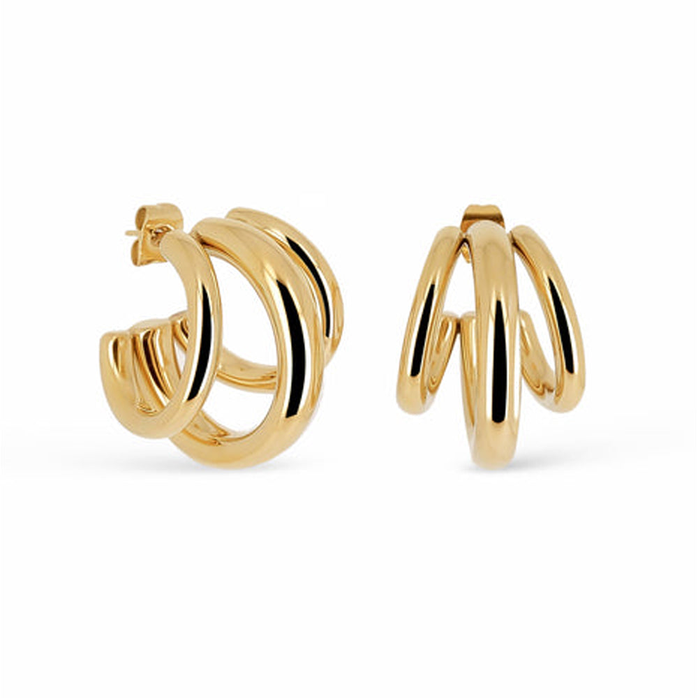ZAG Bijoux Creolen Dreireihig Leicht 3 cm Gold Plattiert