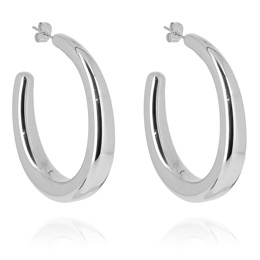 ZAG Bijoux Creolen Oval Breit Edelstahl Silber 50 mm
