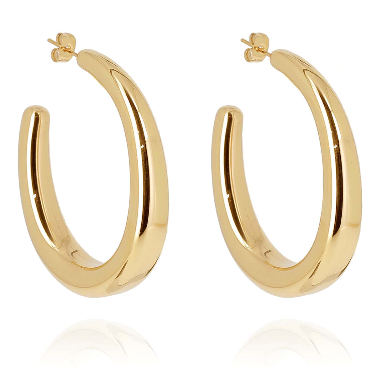 ZAG Bijoux Creolen Oval Breit Edelstahl Gold Plattiert 50 mm
