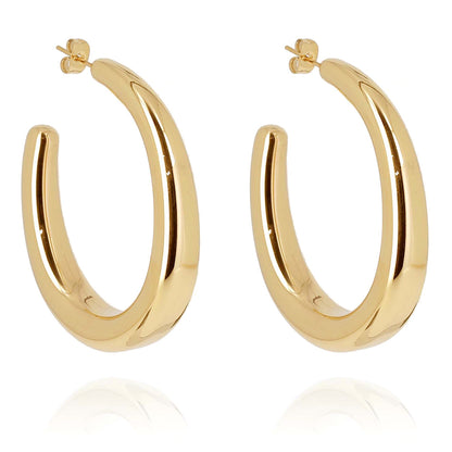ZAG Bijoux Creolen Oval Breit Edelstahl Gold Plattiert 50 mm
