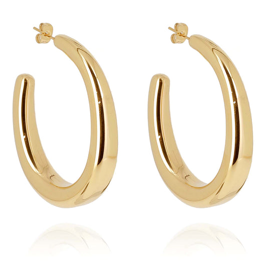 ZAG Bijoux Creolen Oval Breit Edelstahl Gold Plattiert 50 mm
