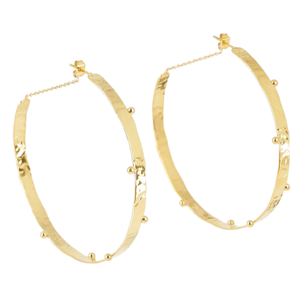 ZAG Bijoux Creolen Gehämmert Dots 6 cm Gross Gold Plattiert Edelstahl