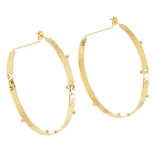 ZAG Bijoux Creolen Gehämmert Dots 6 cm Gross Gold Plattiert Edelstahl