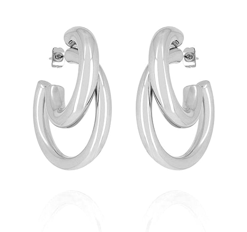 ZAG Bijoux Creolen Kaylee Edelstahl Silber Doppel-Optik
