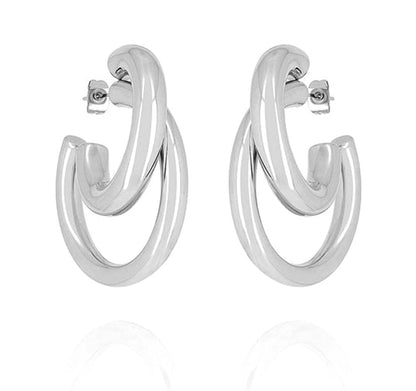 ZAG Bijoux Creolen Kaylee Edelstahl Silber Doppel-Optik
