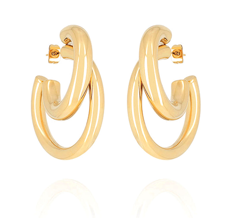 ZAG Bijoux Creolen Kaylee Edelstahl Gold Plattiert Doppel-Optik

