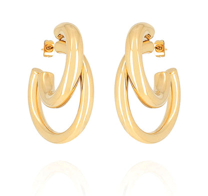 ZAG Bijoux Creolen Kaylee Edelstahl Gold Plattiert Doppel-Optik
