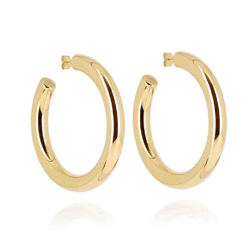 Zag Bijoux Creolen Rund Leicht 6 cm Groß 8 mm Breit Edelstahl Gold Plattiert
