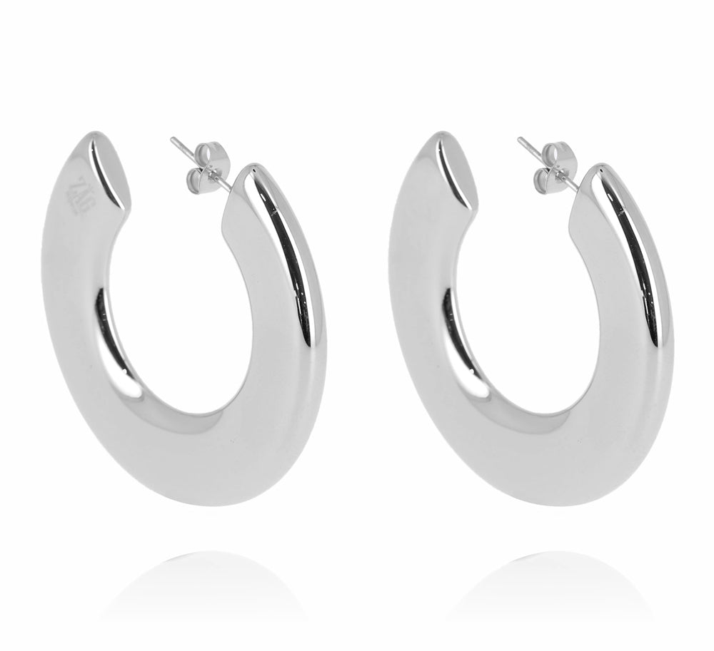 ZAG Bijoux Creolen Statement Flach Leicht 45 mm Edelstahl Silber