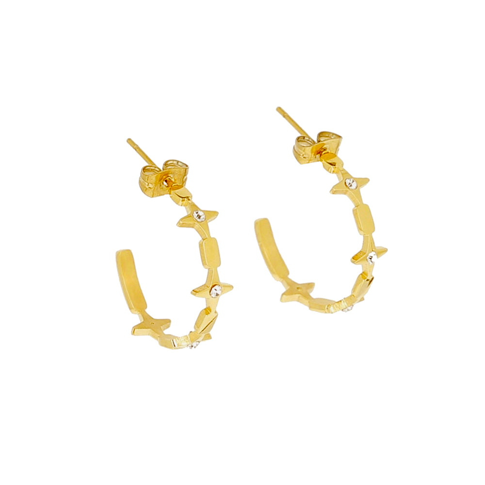ZAG Bijoux Creolen Stern-Motive Zirkonia-Steine Gold Plattiert Edelstahl