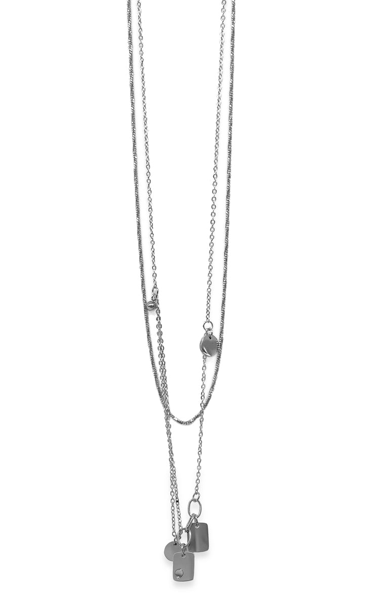 ZAG Bijoux Kette Zweireihig Charms Edelstahl Silber Layering-Look