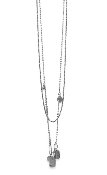 ZAG Bijoux Kette Zweireihig Charms Edelstahl Silber Layering-Look
