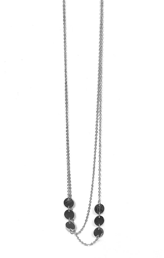 ZAG Bijoux Zweireihige Kette Plättchen Dots Edelstahl Silber
