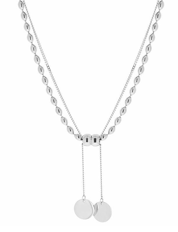ZAG Bijoux Kette Zweireihig Rumi Panzerkette Erbsmuster Anhänger Silber Plattiert Edelstahl Längenverstellbar