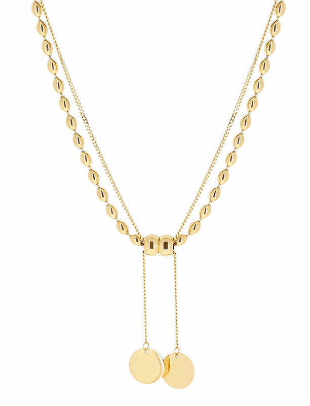 ZAG Bijoux Doppelkette Rumi Panzerkette Erbsmuster Anhänger Gold Plattiert Edelstahl Längenverstellbar