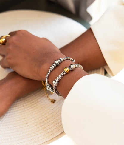 ZAG Bijoux Armband Yuki Edelstahl Silber Gold Plattiert Bewegliche Elemente Längenverstellbar