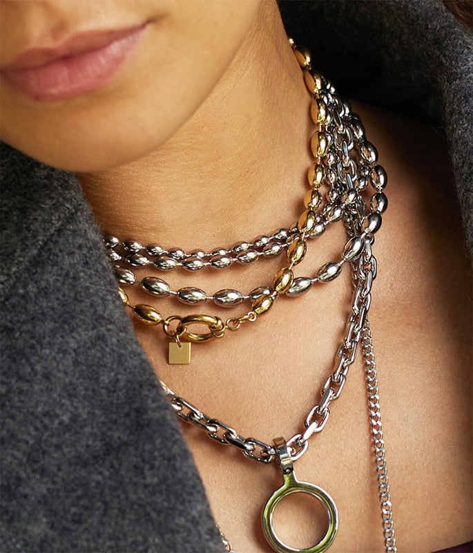 ZAG Bijoux Erbskette Oval Cadence Gold Silber Plattiert Edelstahl