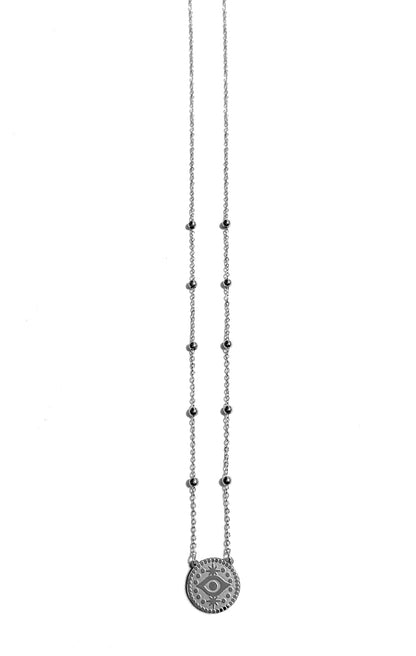 ZAG Bijoux Filigrane Erbskette Kugeln Nazar-Eye-Anhänger Rund Edelstahl Silber