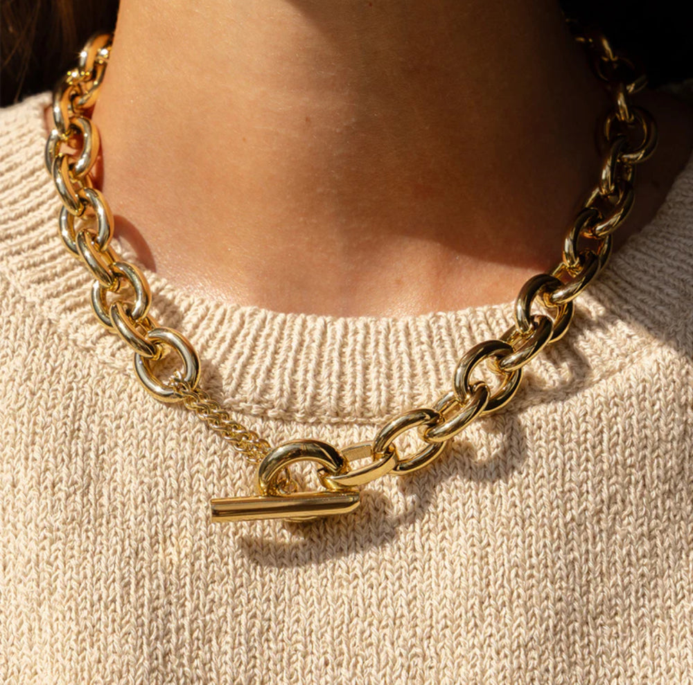 ZAG Bijoux Erbskette Kurz Statement Collier Edelstahl Gold Plattiert