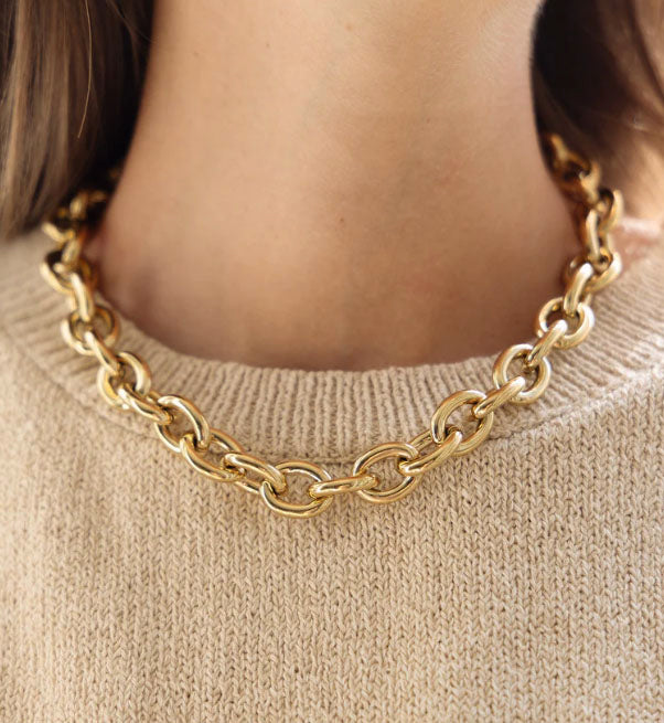 ZAG Bijoux Erbskette Statement Collier Kurz Ecume Edelstahl Gold Plattiert