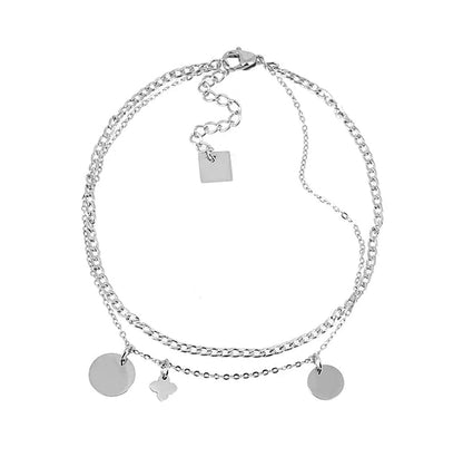 ZAG Bijoux Fusskette Zweireihig Charms-Anhänger Edelstahl Silber