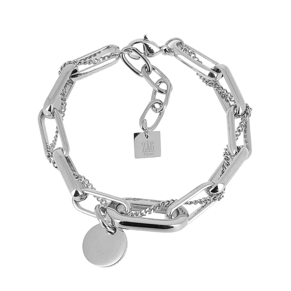 ZAG Bijoux Gliederarmband Hydor Anhänger Rund Edelstahl Silber