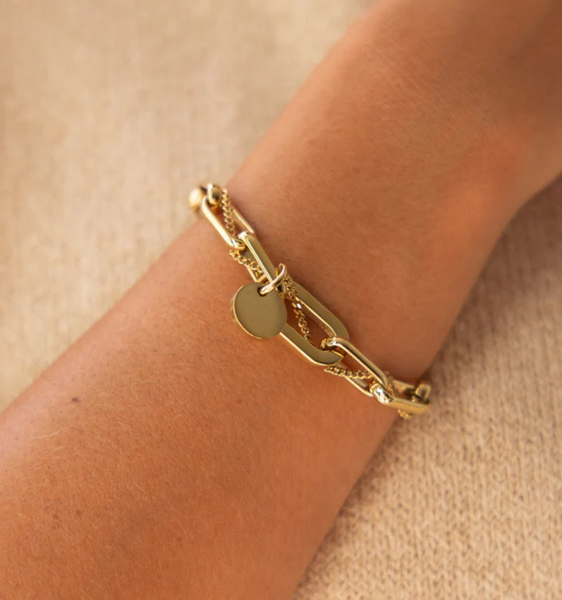 ZAG Bijoux Gliederarmband Hydor Anhänger Rund Edelstahl Gold Plattiert Model