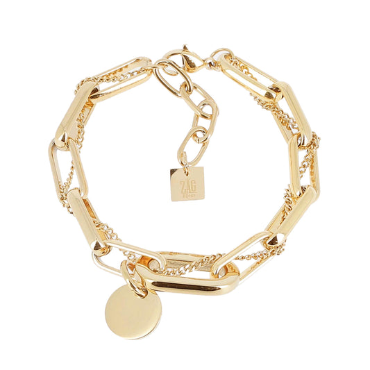 ZAG Bijoux Gliederarmband Hydor Anhänger Rund Edelstahl Verschiedene Kettenelemente Gold Plattiert