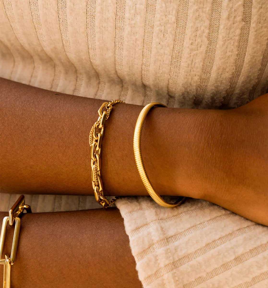 ZAG Bijoux Gliederarmband Panzermuster Danae Edelstahl Gold Plattiert Stacking-Look