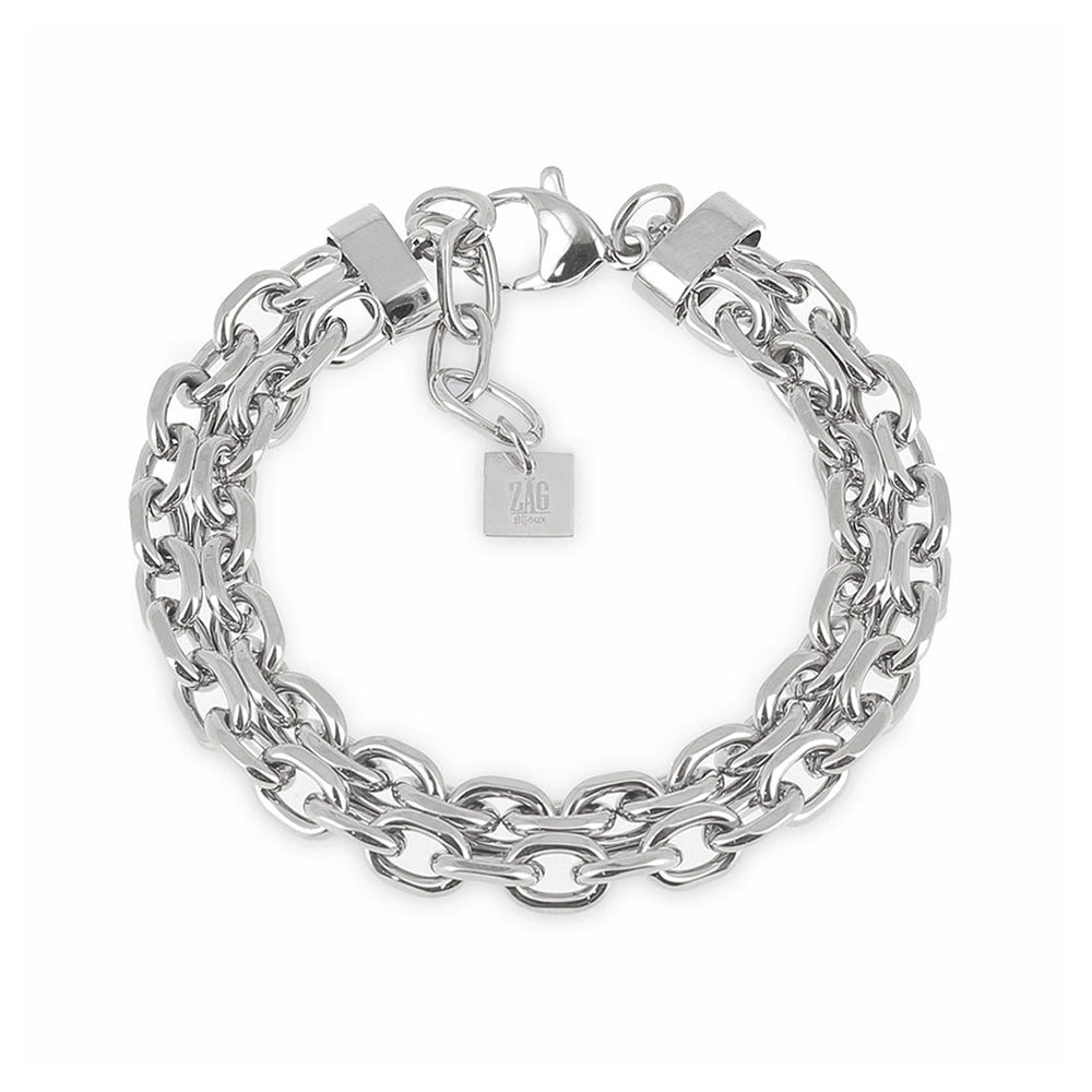 ZAG Bijoux Gliederarmband Zweireihig Edelstahl Silber